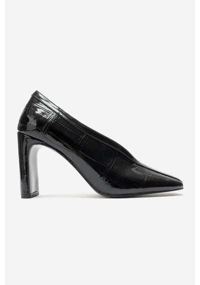 Luvi Shoes Nore Siyah Baskı Kadın Topuklu Ayakkabı
