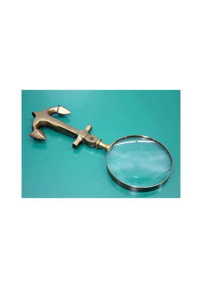 1 Adet Çapalı Pirinç Büyüteç 7682a 25 X 10 Cm Çapalı Tasarım Brass Magnifier