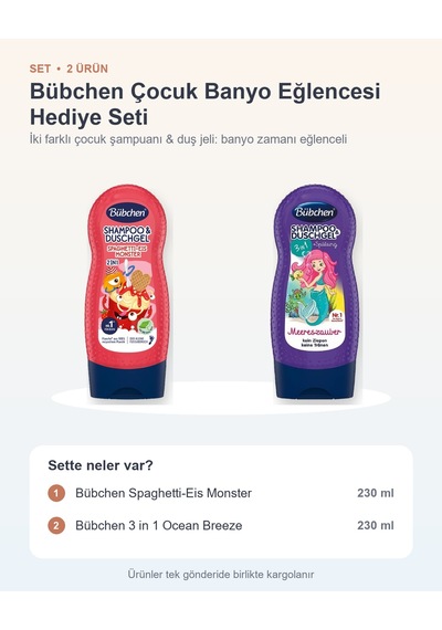 Bübchen Çocuk Banyo Eğlencesi Hediye Seti 2 Parça: Spaghetti-eis Monster + 3 İn 1 Ocean Breeze