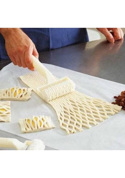 BÜYÜK BOY KAFES ŞEKİLLİ HAMUR KESİCİ,TART KESİCİ,KESME RULETİ ROOC AS-007 Beyaz