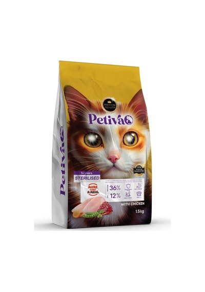 Petiva Kısırlaştırılmış Tavuk Etli Yetişkin Kedi Maması 1500 G