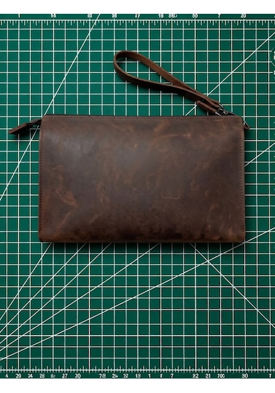 Vintage Leather Craft Hakiki Deri Erkek El Çantası Acı Kahverengi