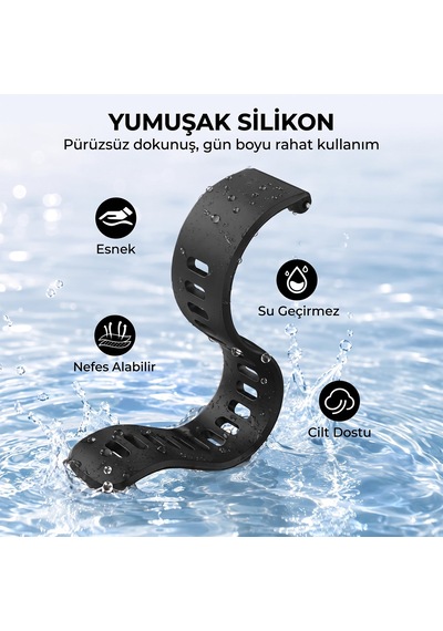 Caseonn Garmin Forerunner 255s Kordon Tokalı Esnek Spor Silikon Kayış Siyah