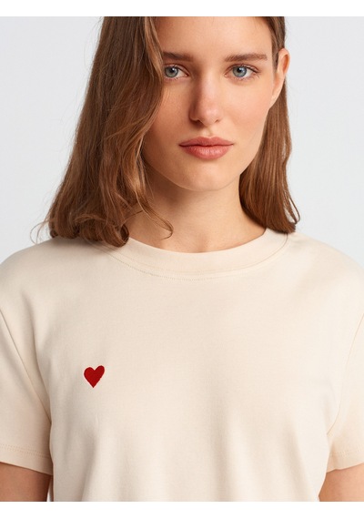 Dilvin 30584 Bisiklet Yaka Pamuklu T-shirt-taş Taş
