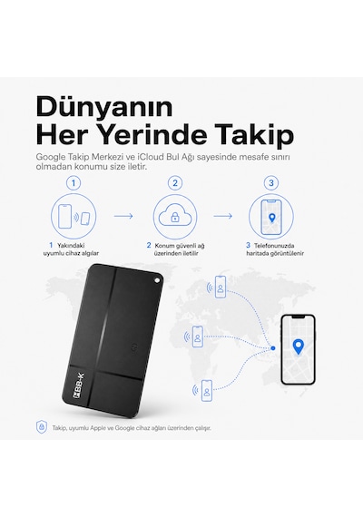 Hi Kart Apple Uyumlu iOS &android Takip Cihazı & Dijital Kartvizit Siyah Tekli Paket