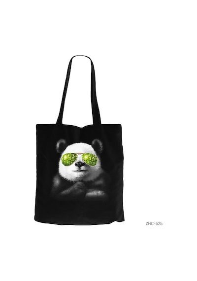 Cool Panda Siyah Kanvas Bez Çanta Siyah