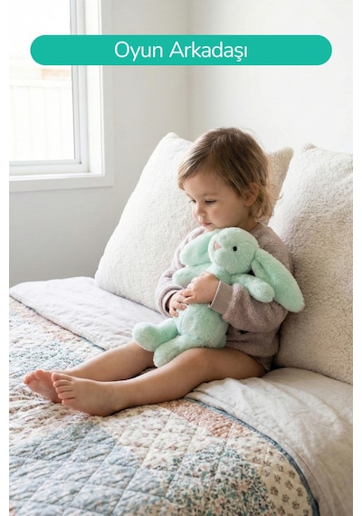 Yumuşacık Peluş Tavşan Hediyelik Bebek Uyku Ve Oyun Arkadaşı 45 Cm Oyuncak Yeşil