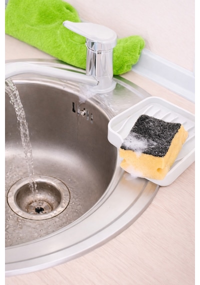 Beyaz Silikon Katı Sabunluk Vantuzlu Su Giderli Kaymaz Banyo Mutfak Organizeri 12 cm