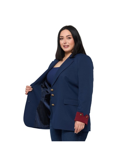 Disentis Büyük Beden Manşeti Kumaş Garnili Düğme Detaylı Astarlı Lacivert Bordo Blazer Ceket Lacivert Bordo Disentis Büyük Beden Manşeti Kumaş Garnili Düğme Detaylı Astarlı Lacivert Bordo Blazer Ceket Lacivert Bordo