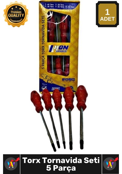 Tornavida Profesyonel T15 T20 T25 T30 T40 Manyetik Uç Endüstriyel Çelik 5 Parça Torx Tornavida Seti
