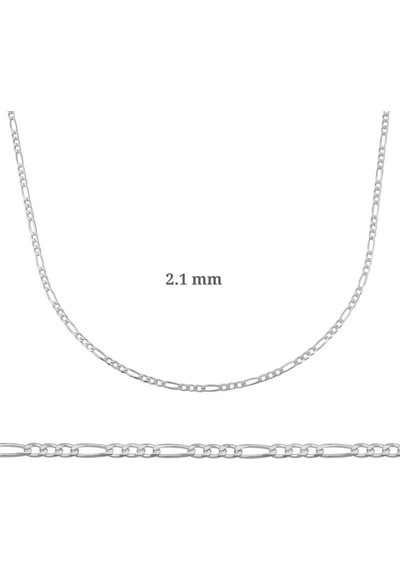 2.10 Mm Gümüş Figaro Zincir - 0.60 Mikron