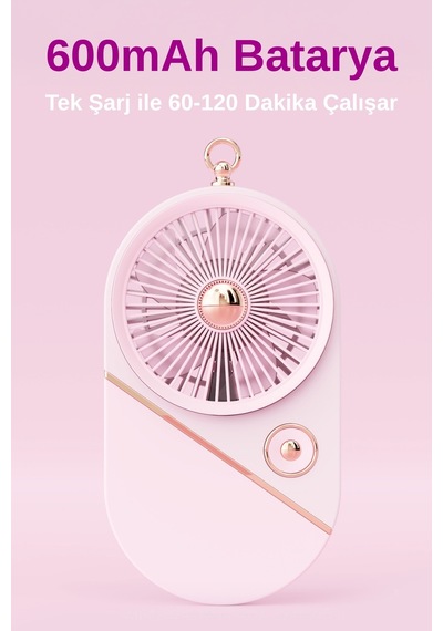 Taşınabililir Mini Usb Şarjlı 3 Kademeli El Vantilatör Fan Soğutucu Ys2528 Pembe