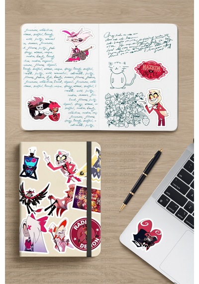 Hazbin Hotel Anime Animasyon Alastor Laptop Bullet Journal Yapışkanlı Folyo Sticker Paketi 21 Adet Çok Renkli