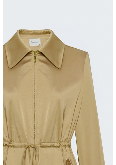 Sateen Beli Bağlamalı Ceket - Camel-138026