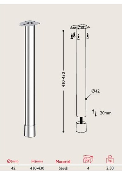 Gürçayhırdavat Sehpa Ayağı 13.841 - 42Mm (4 Adet)