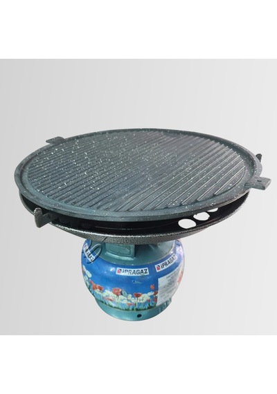 Gülsan Seyyar Çok Amaçlı Pratik Piknik Tüp Üstü 45 Cm Döküm Granit Izgara Siyah - Gri