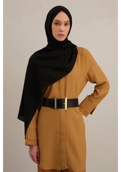 Armine Link Desen Bambu Cotton Şal 2 Siyah