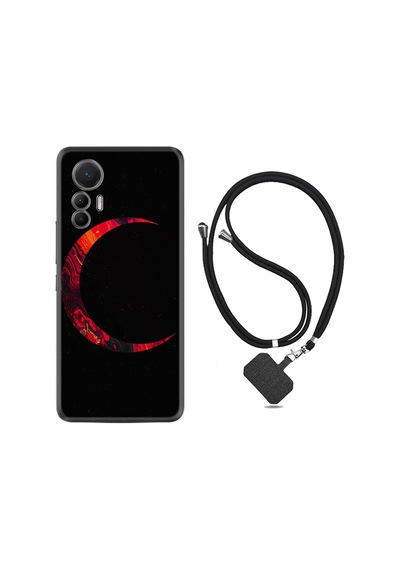Xiaomi 12 Lite Kılıf İpli Boyun Askılı Desenli Silikon Red Moons 1747