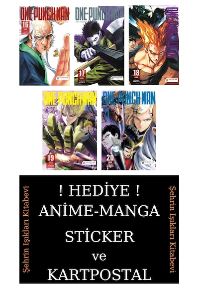 One Punch Man 16-17-18-19-20 Manga Seti 5 Kitap / Tek Yumruk / Anime-manga Sticker Ve Kartpostal