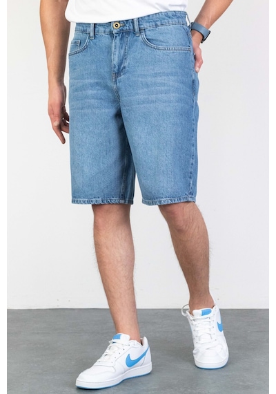 HLT Jeans Erkek Açık Mavi Baggy Fit Rahat Kesim %100 Pamuk Denim Loose Jeans Kot Şort Arthur-Açmavi 001