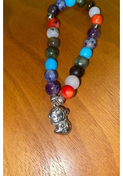Çin Takvimi Burçları Çharm 7 Çakra Doğal Taş Bileklik Hand Made El İşi Feng Shui Ejderha Yılı Koruyucu Hayvan Monkey Maymun Objeli Çok Renkli
