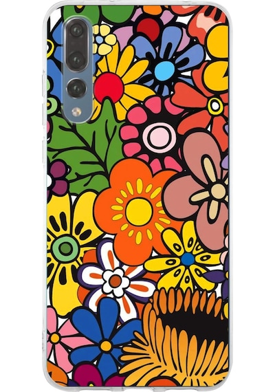 Huawei P20 Pro İle Uyumlu 1mm Slim Fit Retro Renkler 2 Baskılı Şeffaf Kılıf Şeffaf