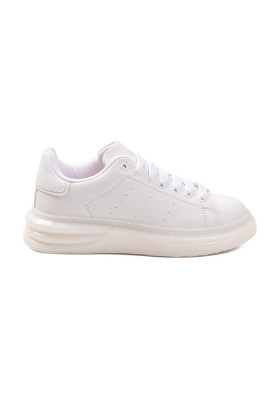 Beyaz Bağcıklı Cilt Hafifi Unisex Sneaker 628 G Beyaz