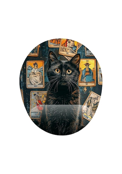 Tarot Ve Kedi Desenli Bilek Destekli Mouse Pad Çok Renkli