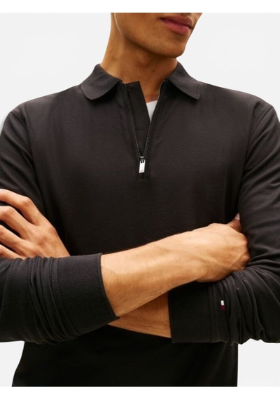 Tommy Hilfiger Dc Performance Zıp Polo Erkek Siyah Polo - Mw0mw44244