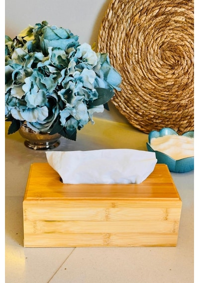 Bambu Peçetelik, 23 Cm X 11 Cm X 8,5 Cm Ebatlarında Doğal Bambu Ahşap Peçetelik