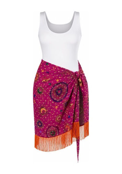 Lila Mare İpek Viskon Astroloji Temalı Lux Pareo Siyah Siyah
