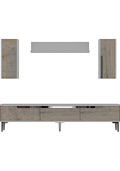 Tvr1803bts - Meyra Tvr180 Ünitesi Takım Beyaz-traverten-sılver 180cm Beyaz-traverten-sılver