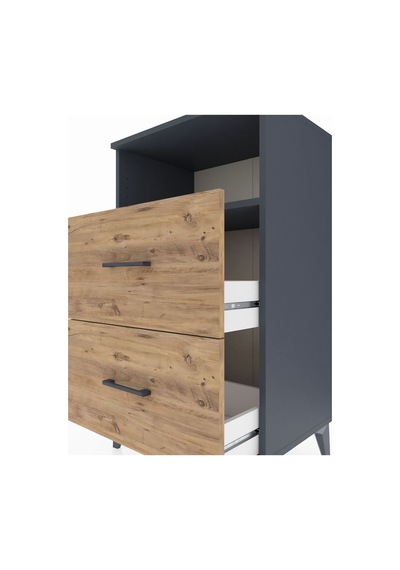 Hyperion Komodin Tek Raflı 2 Çekmeceli 60x44x106 Antrasit-çam Antrasit