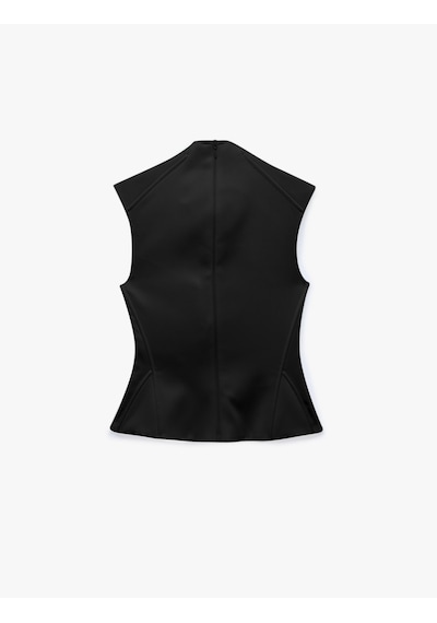 Koton Slim Fit Kolsuz Pencere Detaylı Kalp Yaka Bağcıklı Saten Korse Büstiyer Siyah 6sak30122uw