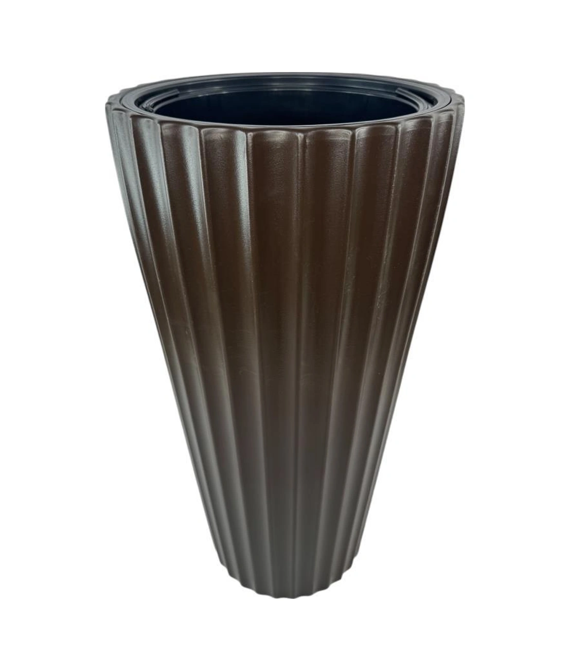 Kahverengi Lilyum Model Vazo Dekoratif Plastik Saksı 57cm 9 Litre İç Hacim Estetik Ve Modern Tasarım Kahverengi