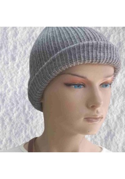 El Örgüsü Doğal Yün Ve Akrilik Karışımlı Sıcacık Kış Beresi Gri Renk Çok Renkli
