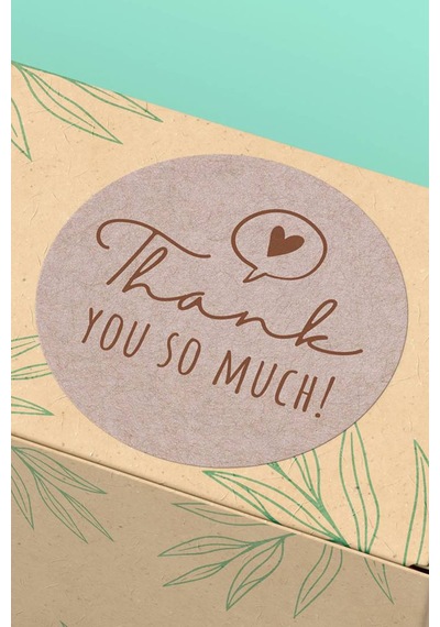 Thank You So Much Kraft Sticker 3x3cm St2221 Çok Renkli