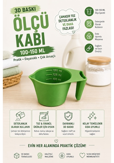 3d Baskı 100-150 Ml Ölçü Kabı Çamaşır Deterjanı, Toz Ve Granül Ölçü Kabı Gıda Uyumlu Pla Çok Renkli