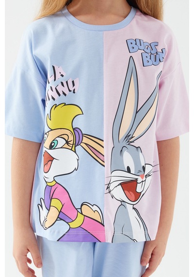 Looney Tunes Lola Bunny And Bugs Bunny Mavi Kız Çocuk Kapri Takım Mavi