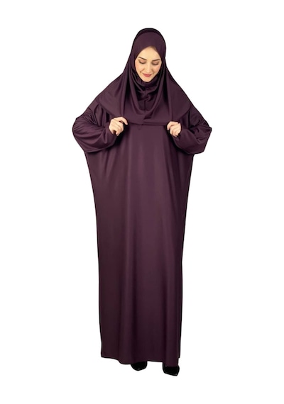 Modish Group Namaz Elbisesi Eşarp Seccade Tesbih Set, İslami Giyim Takım Ferace Turban Şal Vişne