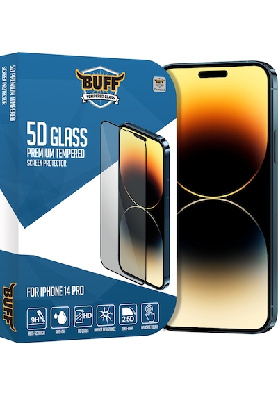 Buff Apple iPhone Uyumlu  14 Pro - 2x5d Ekran Koruyucu + Şeffaf Kılıf + Lens Koruyucu Glass