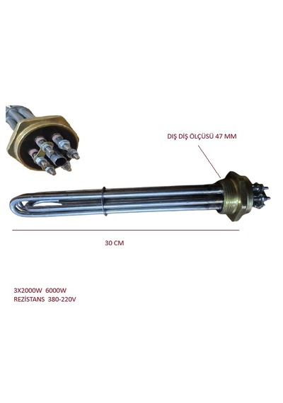 Rezistans 1 1/2" 3 2000w 30cm 8.5mm 220-380v Cr-ni 1