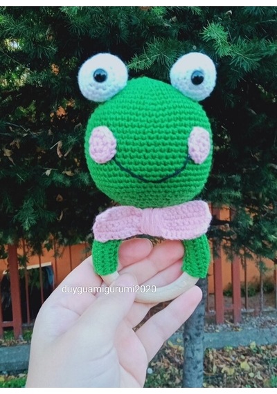 Amigurumi Sevimli Kurbağa Çıngırak bebek oyuncağı Oyuncak