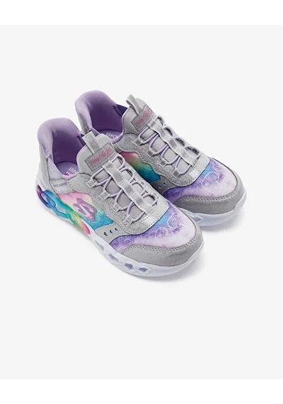 Skechers Infinite Heart Lights Kız Çocuk Gri Işıklı Spor Ayakkabı Gümüş