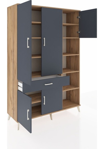 Hyperion Dolap 10 Raflı Tek Çekmeceli 5 Kapaklı 132x44x195 Çam-antrasit/antrasit Antrasıt/antrasıt Hyperion Dolap 10 Raflı Tek Çekmeceli 5 Kapaklı 132x44x195 Çam-antrasit/antrasit Antrasıt/antrasıt