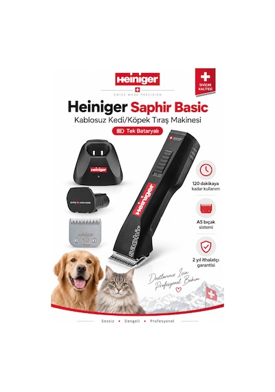 Heiniger Saphir Basic Şarjlı Evcil Hayvan Tıraş Makinesi Siyah