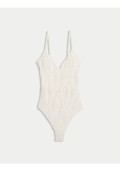Marks & Spencer Jakarlı Plunge V‑Yaka Mayo T52001097S Krem