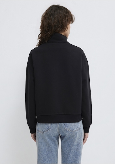 Mavi - Mvjns Nakışlı Yarı Fermuarlı Siyah Sweatshirt 1s10533-900 Siyah