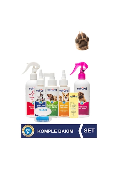 Veturel %100 Doğal Kedi Köpek Koruyucu Bakım Seti Diş Fırçası Ağız Göz Kulak Pati Yara Yanık Onarıcı Bakım