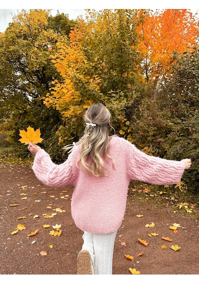 Madmext Pembe Bisiklet Yaka Örgü Desen Kadın Triko Kazak Mg2601 Pembe